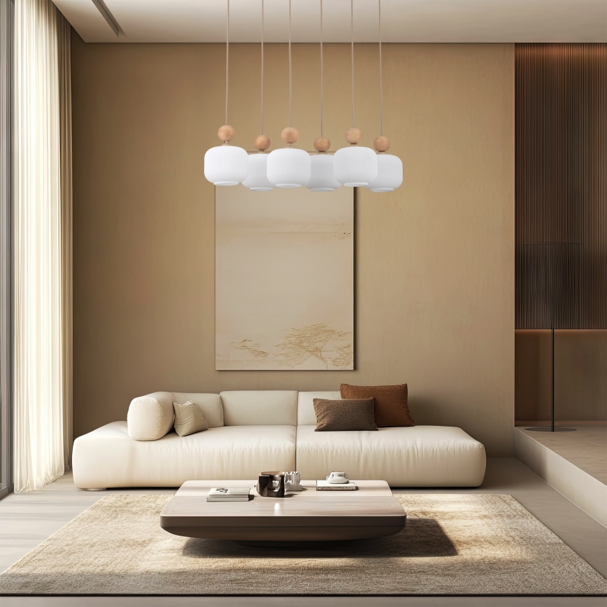 Lampadario a sospensione BALLO 6xE14/10W/230V beige