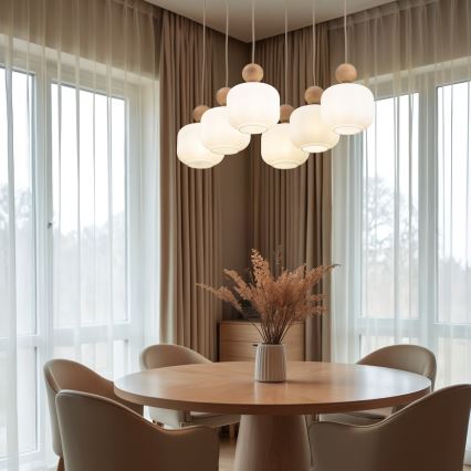 Lampadario a sospensione BALLO 6xE14/10W/230V beige
