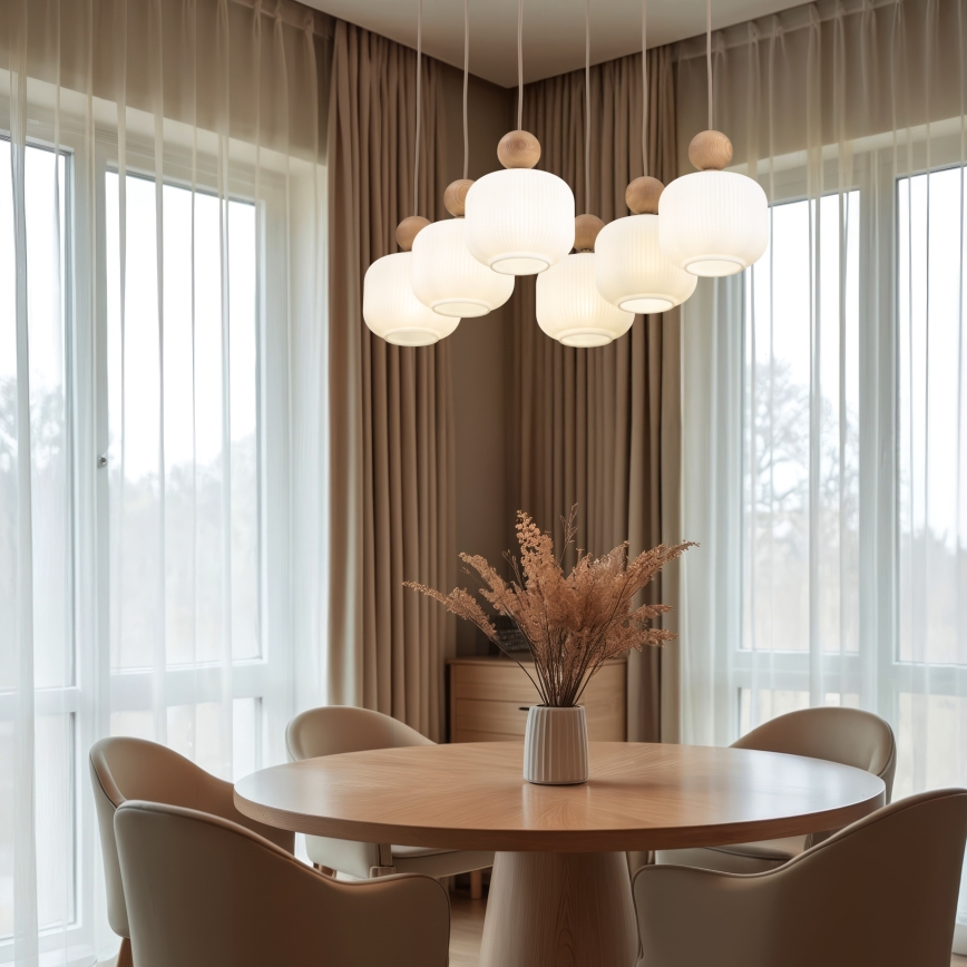 Lampadario a sospensione BALLO 6xE14/10W/230V beige