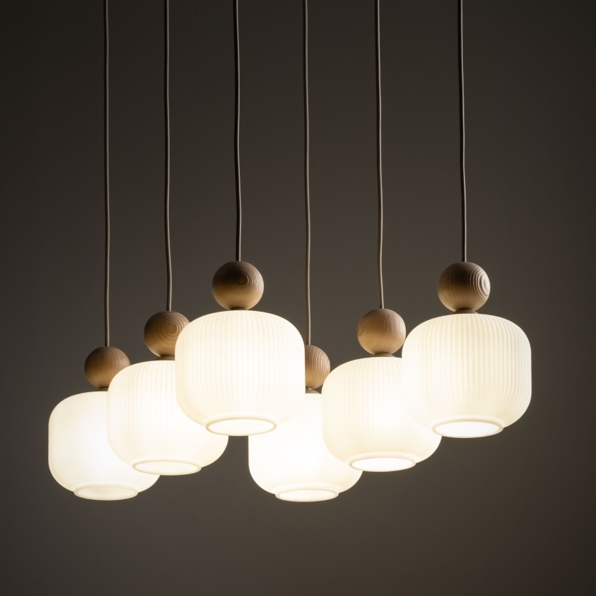Lampadario a sospensione BALLO 6xE14/10W/230V beige