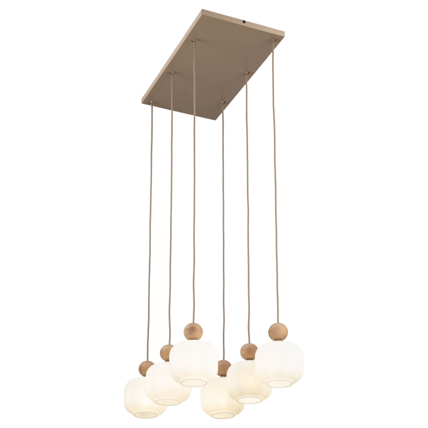 Lampadario a sospensione BALLO 6xE14/10W/230V beige
