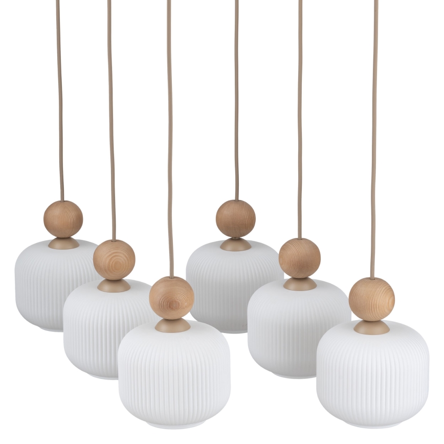 Lampadario a sospensione BALLO 6xE14/10W/230V beige