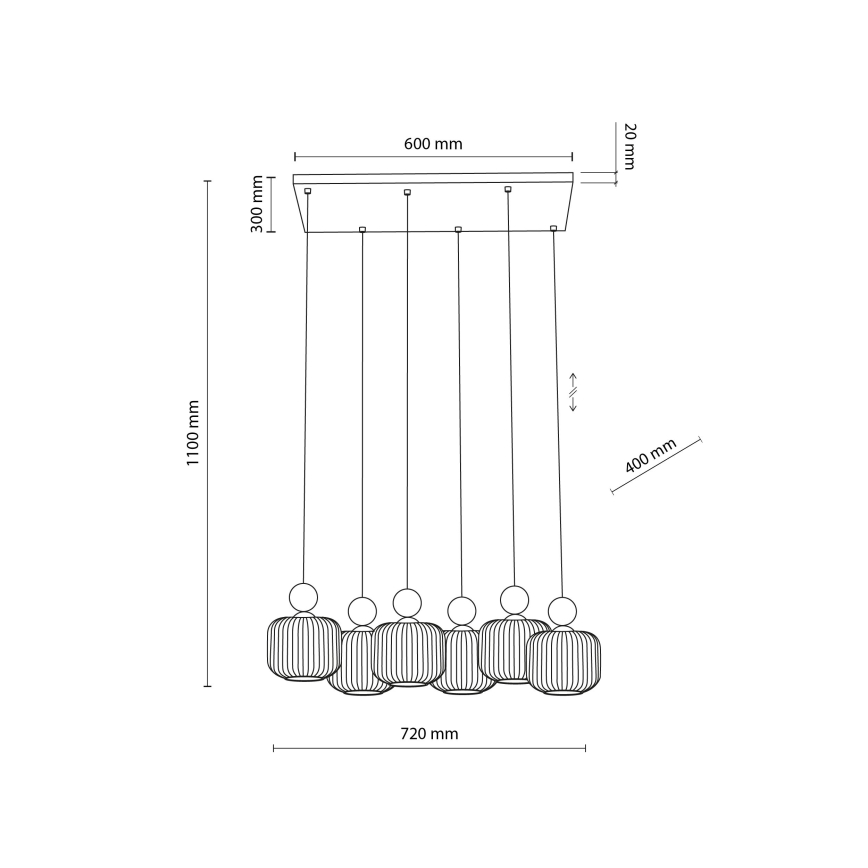 Lampadario a sospensione BALLO 6xE14/10W/230V beige