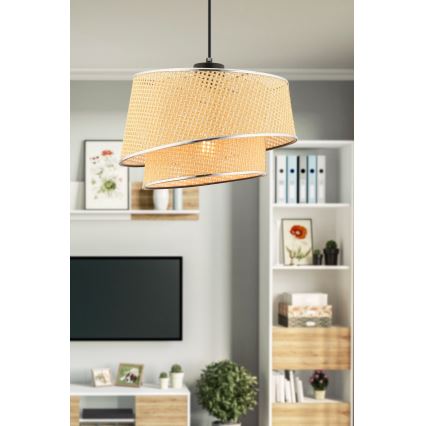 Lampadario a sospensione BARETTE 1xE27/60W/230V beige/cromo lucido