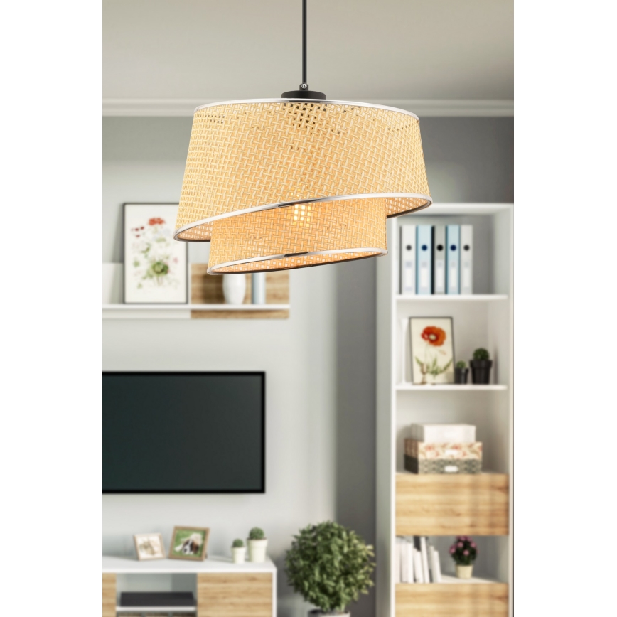 Lampadario a sospensione BARETTE 1xE27/60W/230V beige/cromo lucido