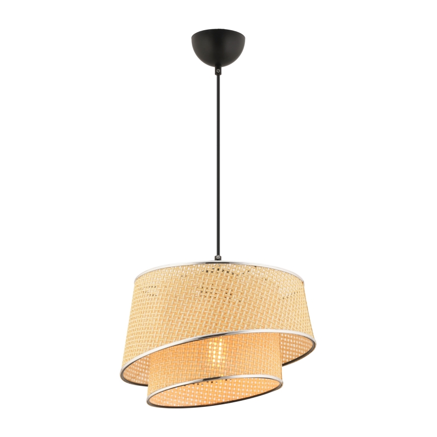 Lampadario a sospensione BARETTE 1xE27/60W/230V beige/cromo lucido