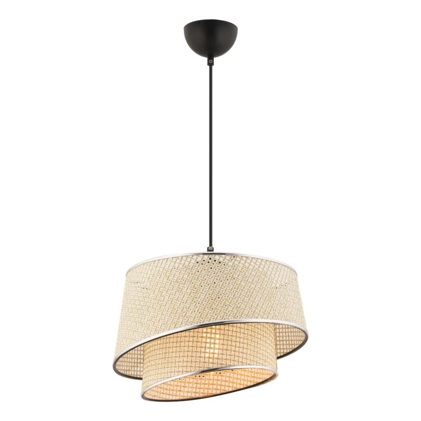 Lampadario a sospensione BARETTE 1xE27/60W/230V crema/cromo lucido