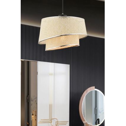Lampadario a sospensione BARETTE 1xE27/60W/230V crema/cromo lucido