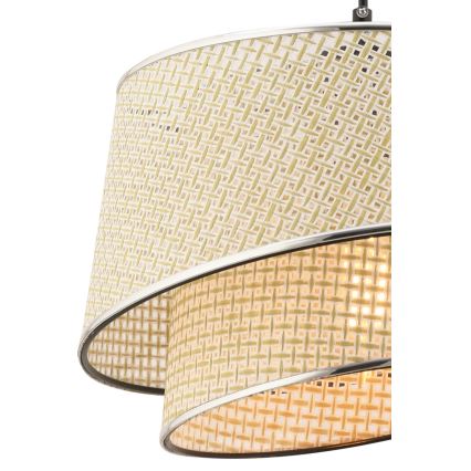 Lampadario a sospensione BARETTE 1xE27/60W/230V crema/cromo lucido