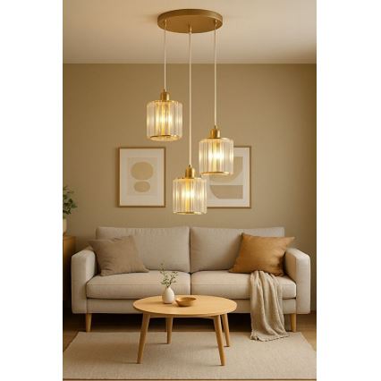 Lampadario a sospensione BELLA 3xE27/40W/230V oro
