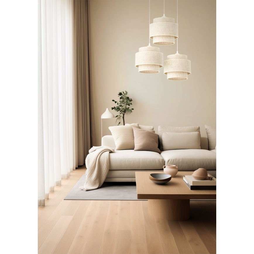 Lampadario a sospensione BOHO con cavo 3xE27/60W/230V bianco
