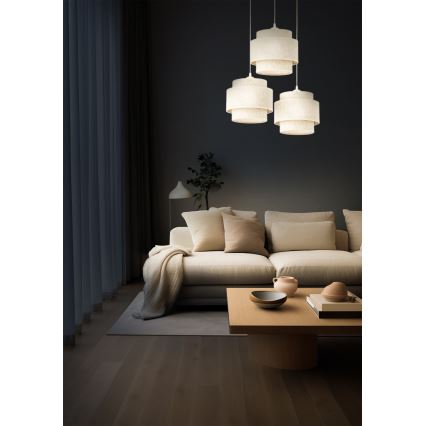 Lampadario a sospensione BOHO con cavo 3xE27/60W/230V bianco