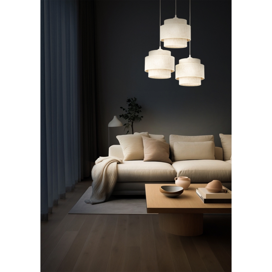 Lampadario a sospensione BOHO con cavo 3xE27/60W/230V bianco