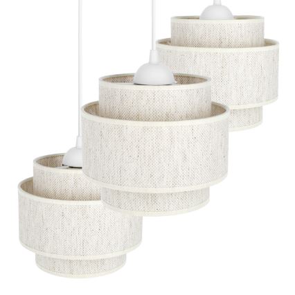 Lampadario a sospensione BOHO con cavo 3xE27/60W/230V bianco
