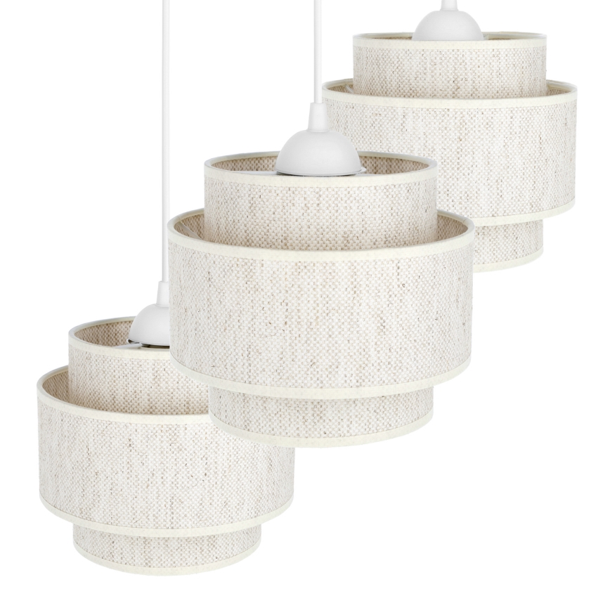 Lampadario a sospensione BOHO con cavo 3xE27/60W/230V bianco