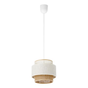 Lampadario a sospensione BOHO su cavo 1xE27/60W/230V, Ø 20 cm, bianco/iuta