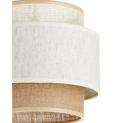 Lampadario a sospensione BOHO su cavo 1xE27/60W/230V, Ø 20 cm, bianco/iuta