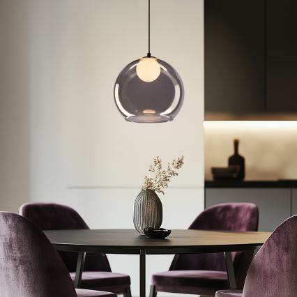 Lampadario a sospensione BRIN 1xG9/15W/230V nero fumé