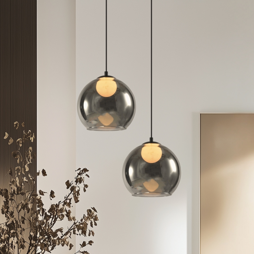 Lampadario a sospensione BRIN 1xG9/15W/230V nero fumé