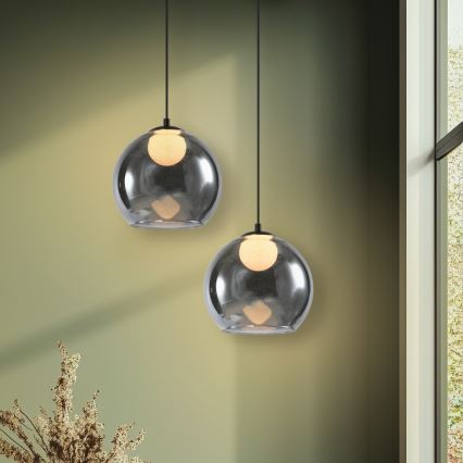 Lampadario a sospensione BRIN 1xG9/15W/230V nero fumé