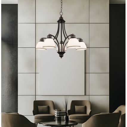 Lampadario a sospensione CLAIR 5xE27/60W/230V Ø 65 cm bronzo