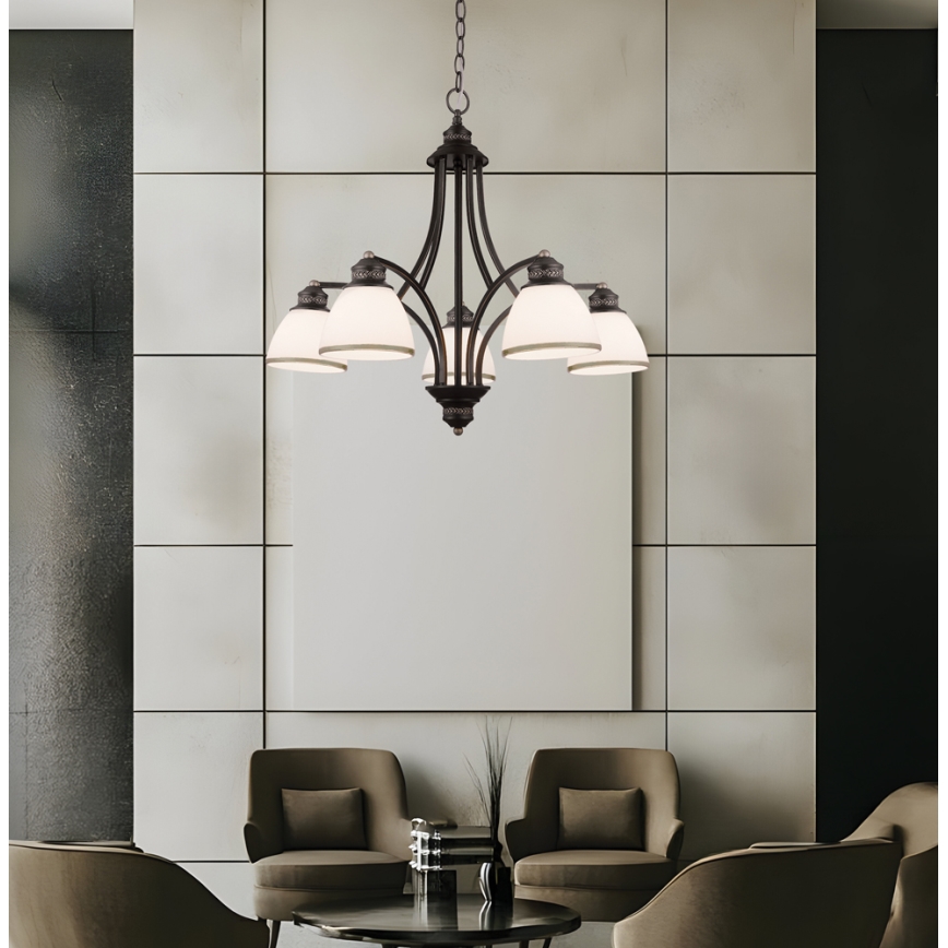 Lampadario a sospensione CLAIR 5xE27/60W/230V Ø 65 cm bronzo