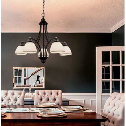 Lampadario a sospensione CLAIR 5xE27/60W/230V Ø 65 cm bronzo