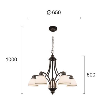 Lampadario a sospensione CLAIR 5xE27/60W/230V Ø 65 cm bronzo