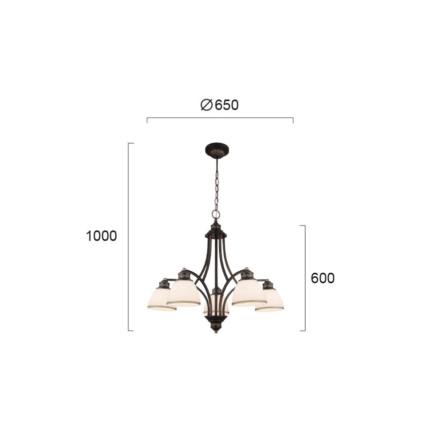 Lampadario a sospensione CLAIR 5xE27/60W/230V Ø 65 cm bronzo