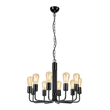 Lampadario a sospensione con catena 10xE27/60W/230V nero