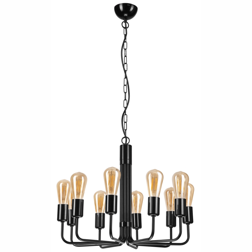 Lampadario a sospensione con catena 10xE27/60W/230V nero