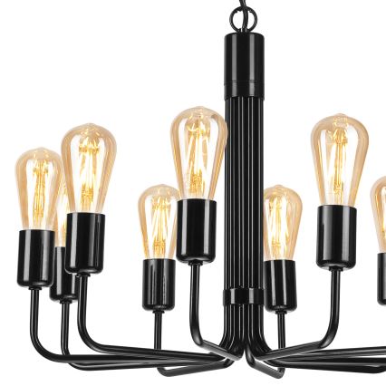 Lampadario a sospensione con catena 10xE27/60W/230V nero