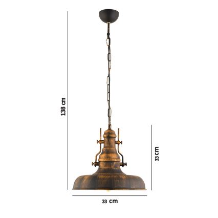 Lampadario a sospensione con catena 1xE27/40W/230V bronzo