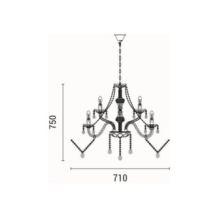 Lampadario a sospensione con catena 9xE14/15W/230V