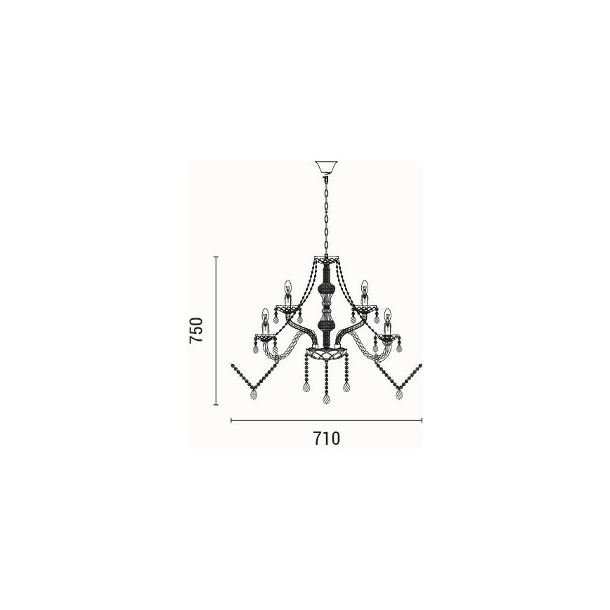 Lampadario a sospensione con catena 9xE14/15W/230V