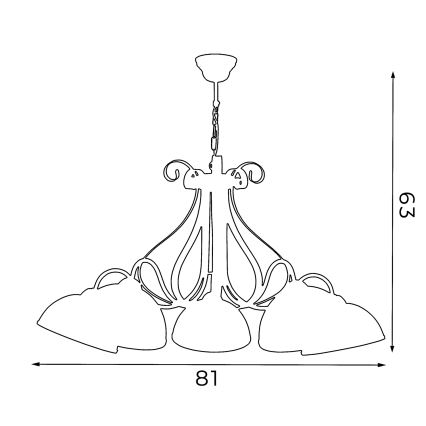 Lampadario a sospensione con catena ANTICA 5xE27/60W/230V