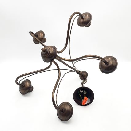 Lampadario a sospensione con catena ANTON 5xE14/15W/230V finitura bronzo
