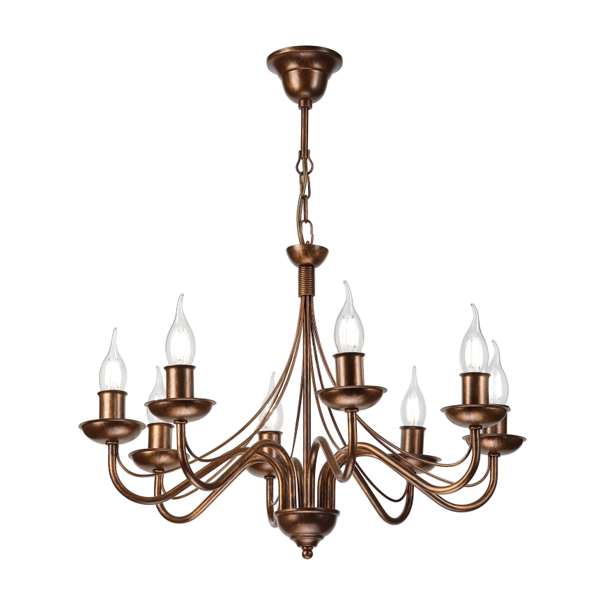 Lampadario a sospensione con catena ANTON 8xE14/60W/230V, finitura bronzata