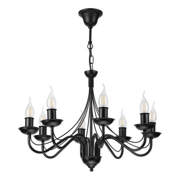 Lampadario a sospensione con catena ANTON 8xE14/60W/230V nero