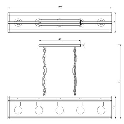 Lampadario a sospensione con catena ARNOLD 5xE27/60W/230V nero