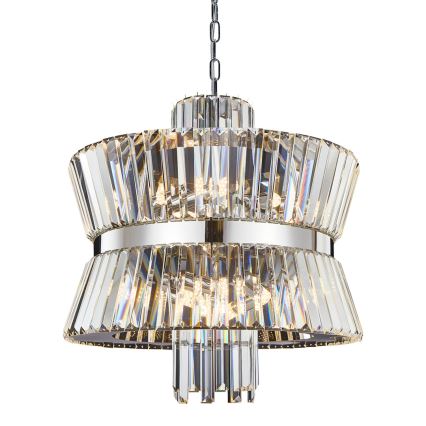 Lampadario a sospensione con catena AURELIA 12xE14/40W/230V cromo opaco
