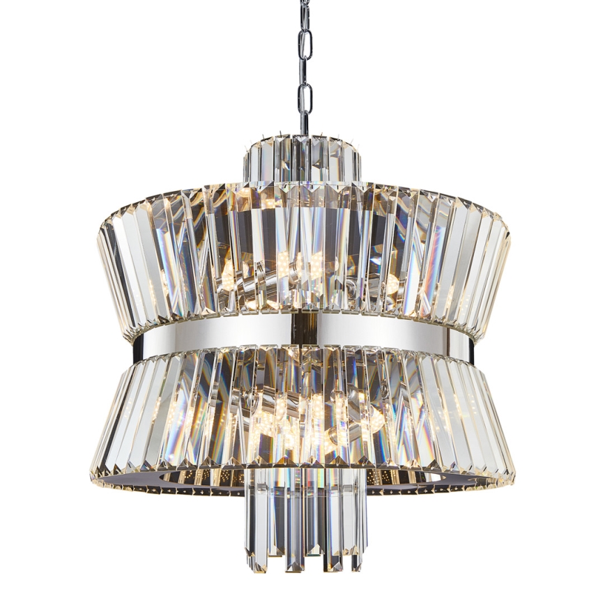 Lampadario a sospensione con catena AURELIA 12xE14/40W/230V cromo opaco