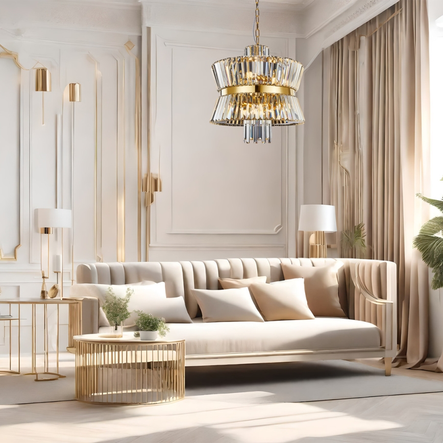 Lampadario a sospensione con catena AURELIA 12xE14/40W/230V oro