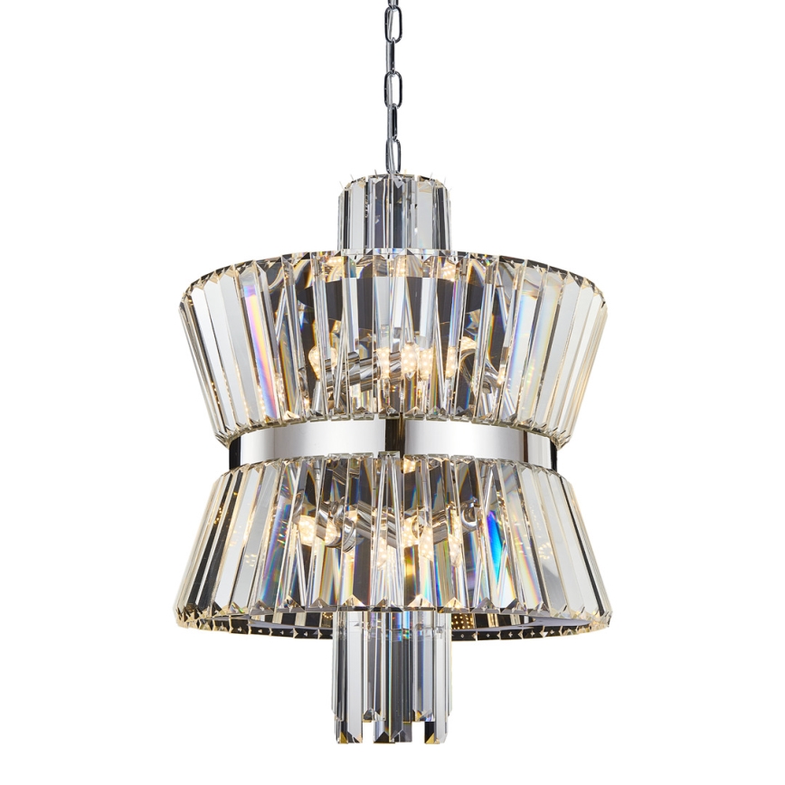 Lampadario a sospensione con catena AURELIA 8xE14/40W/230V cromo opaco