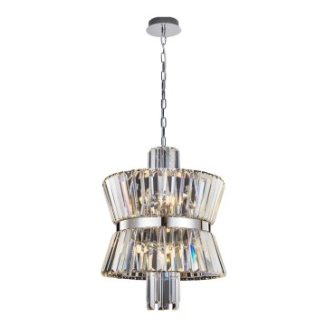 Lampadario a sospensione con catena AURELIA 8xE14/40W/230V cromo opaco