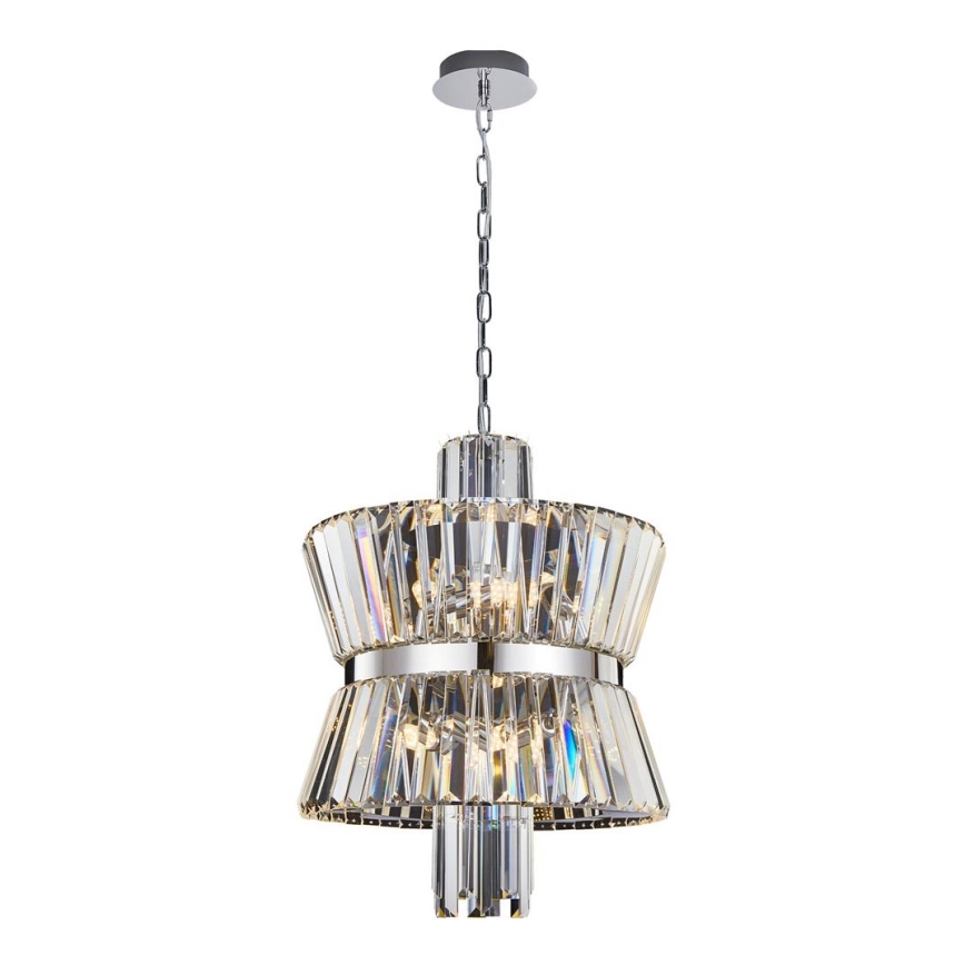 Lampadario a sospensione con catena AURELIA 8xE14/40W/230V cromo opaco