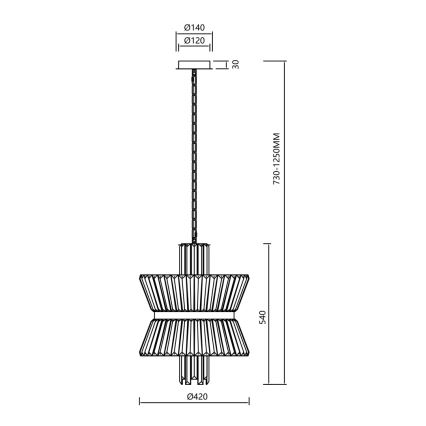 Lampadario a sospensione con catena AURELIA 8xE14/40W/230V oro