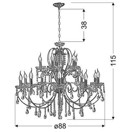 Lampadario a sospensione con catena AURORA 15xE14/40W/230V