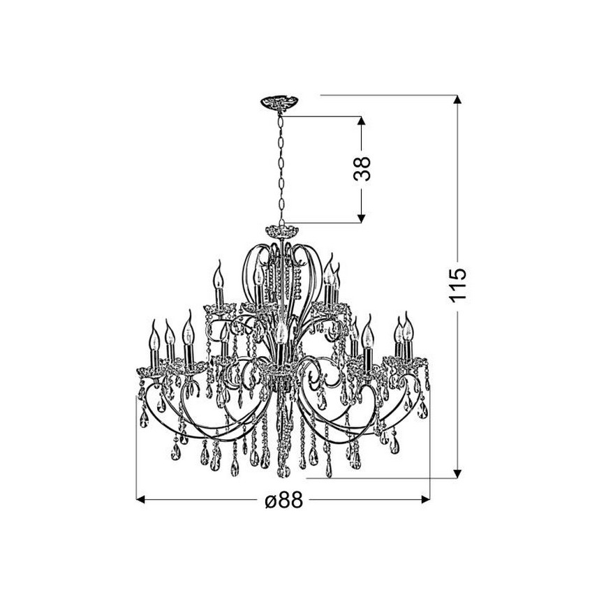Lampadario a sospensione con catena AURORA 15xE14/40W/230V