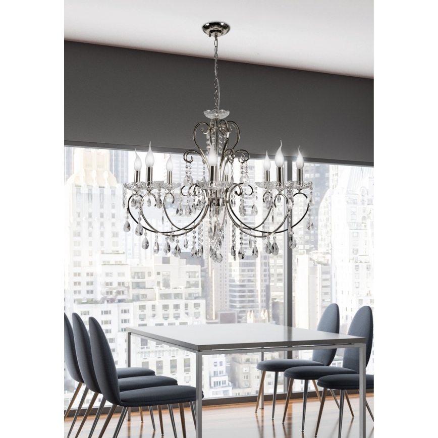 Lampadario a sospensione con catena AURORA 8xE14/40W/230V